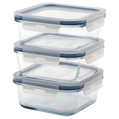 IKEA 365+ Contenedor de alimentos con tapa, Cuadrado/Vidrio, 600 ml