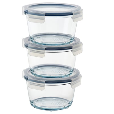 IKEA 365+ Contenedor de alimentos con tapa, Redondo/Vidrio, 600 ml