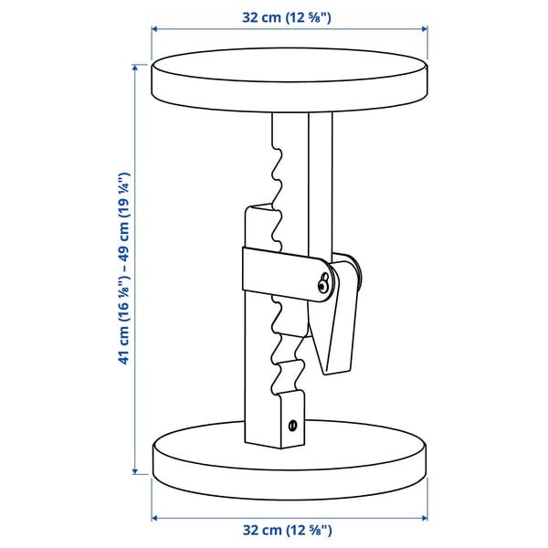 IKEA PS 2026 Butaco, Altura ajustable abedul/barniz transparente azul