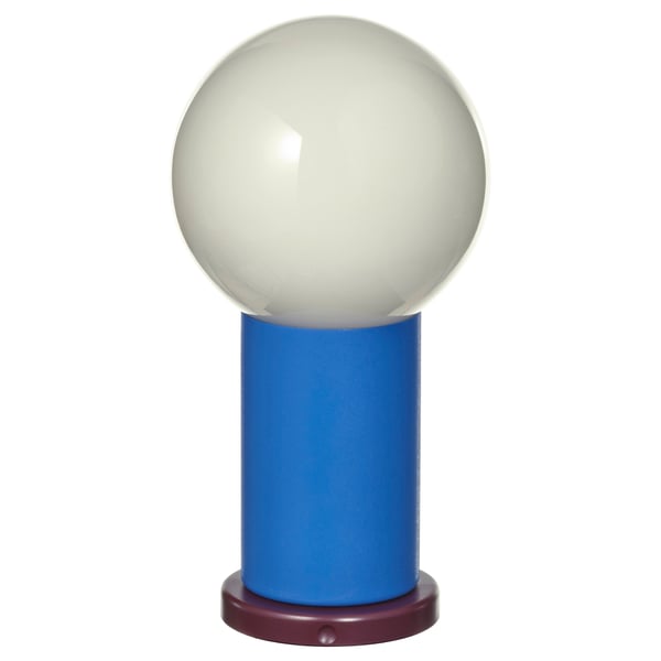 IKEA PS 2026 Lámpara LED portátil, A pilas regulación intensidad luminosa/azul amarillo, 22 cm