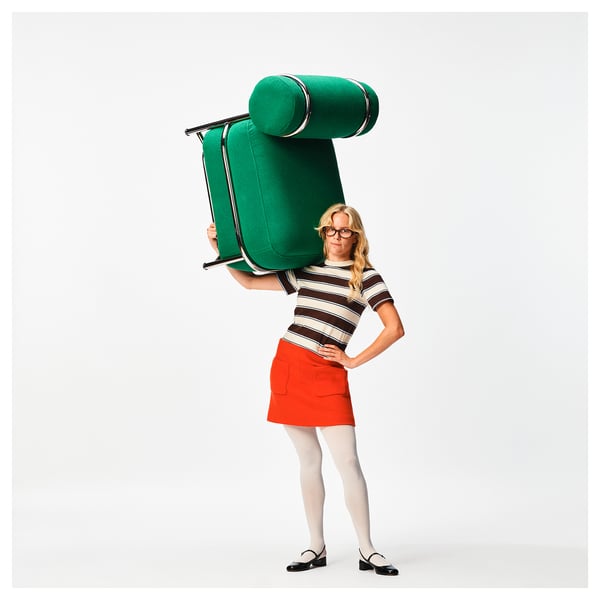 IKEA PS 2026 Silla, con cojín inflable/respaldo/Knäbäck verde