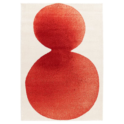 IKEA PS 2026 Tapete, pelo corto, blanco hueso/rojo, 170x240 cm