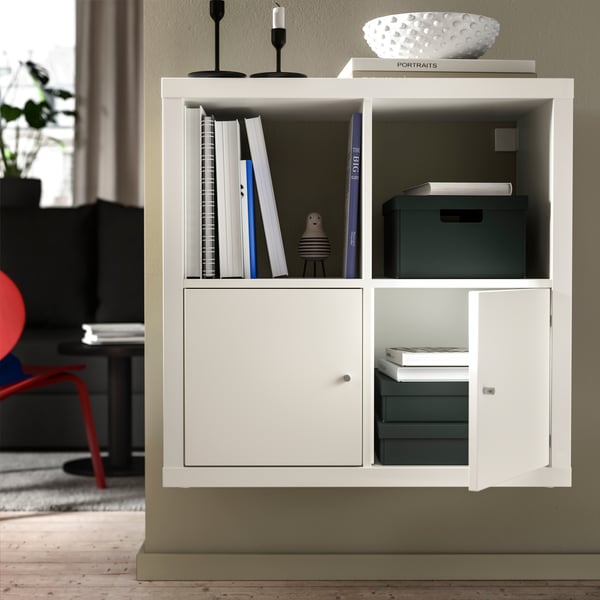 KALLAX Estantería con puertas, blanco, 77x77 cm