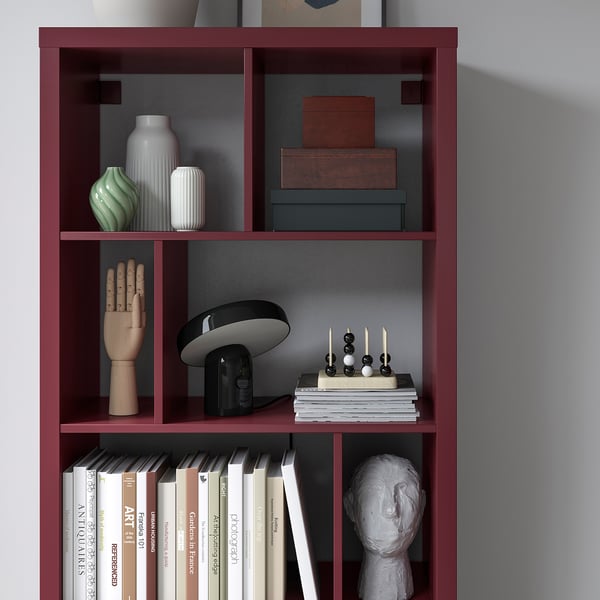 KALLAX Estantería con soporte, café rojizo/negro, 77x39x164 cm