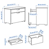 KALLSÖ Banco con cajón, gris, 80x38x56 cm