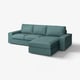 KIVIK Sofá 3 puestos con chaiselongue, Kelinge gris turquesa
