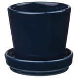 KLOTLÖNN Matera con plato, Interior / exterior/negro con azul, 6 cm