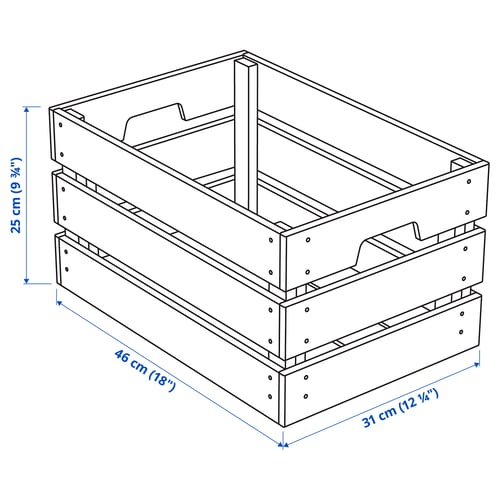KNAGGLIG Caja, pino, 46x31x25 cm