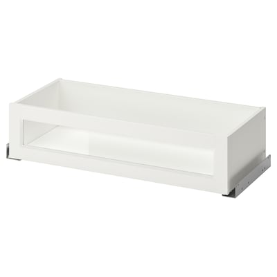 KOMPLEMENT Cajón frente enmarcado vidrio, blanco, 75x35 cm