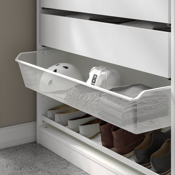 KOMPLEMENT Cesta de rejilla metálica, blanco, 100x35 cm