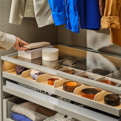 KOMPLEMENT Repisa de vidrio, beige grisáceo, 100x58 cm