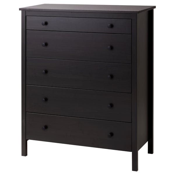 KOPPANG Cómoda de 5 cajones, negro con café, 90x114 cm