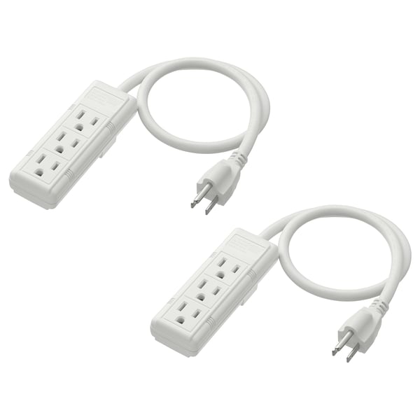 KOPPLA Multitoma 3 salidas, set de 2, Con toma de tierra/blanco, 0.5 m