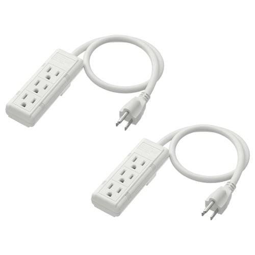 KOPPLA Multitoma 3 salidas, set de 2, Con toma de tierra/blanco, 0.5 m