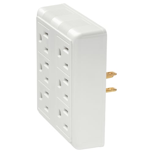 KOPPLA Multitoma de pared de 6 salidas, Con toma de tierra blanco