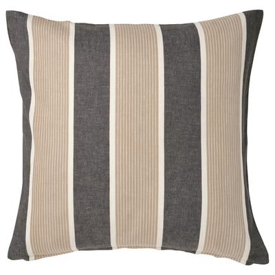 KORALLBUSKE Funda de cojín, gris oscuro beige/a rayas, 50x50 cm