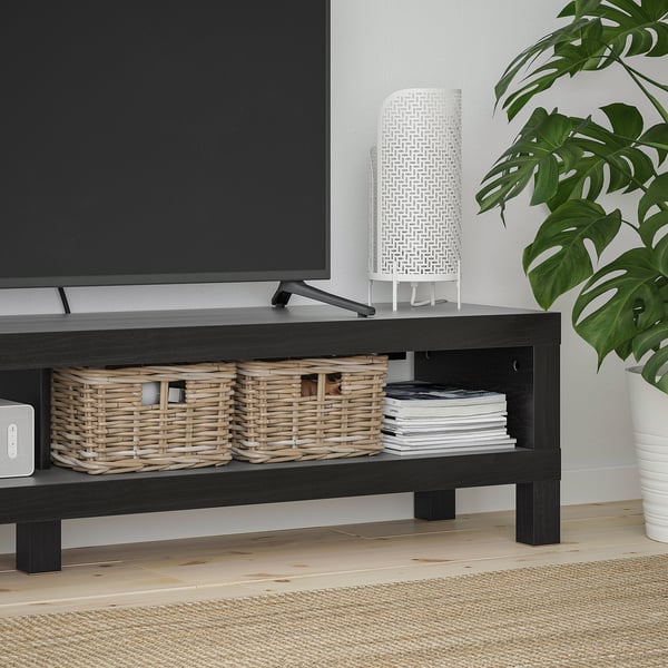 LACK Mueble TV, negro con café, 160x35x36 cm