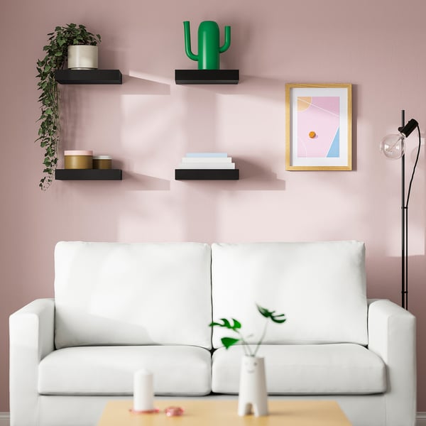 LACK Repisa de pared, negro con café, 30x26 cm