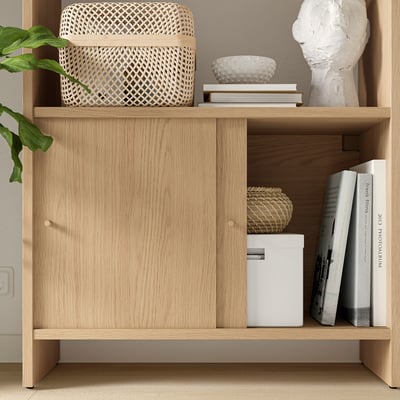 LÅDMAKARE Mueble con puertas corredizas, Efecto roble
