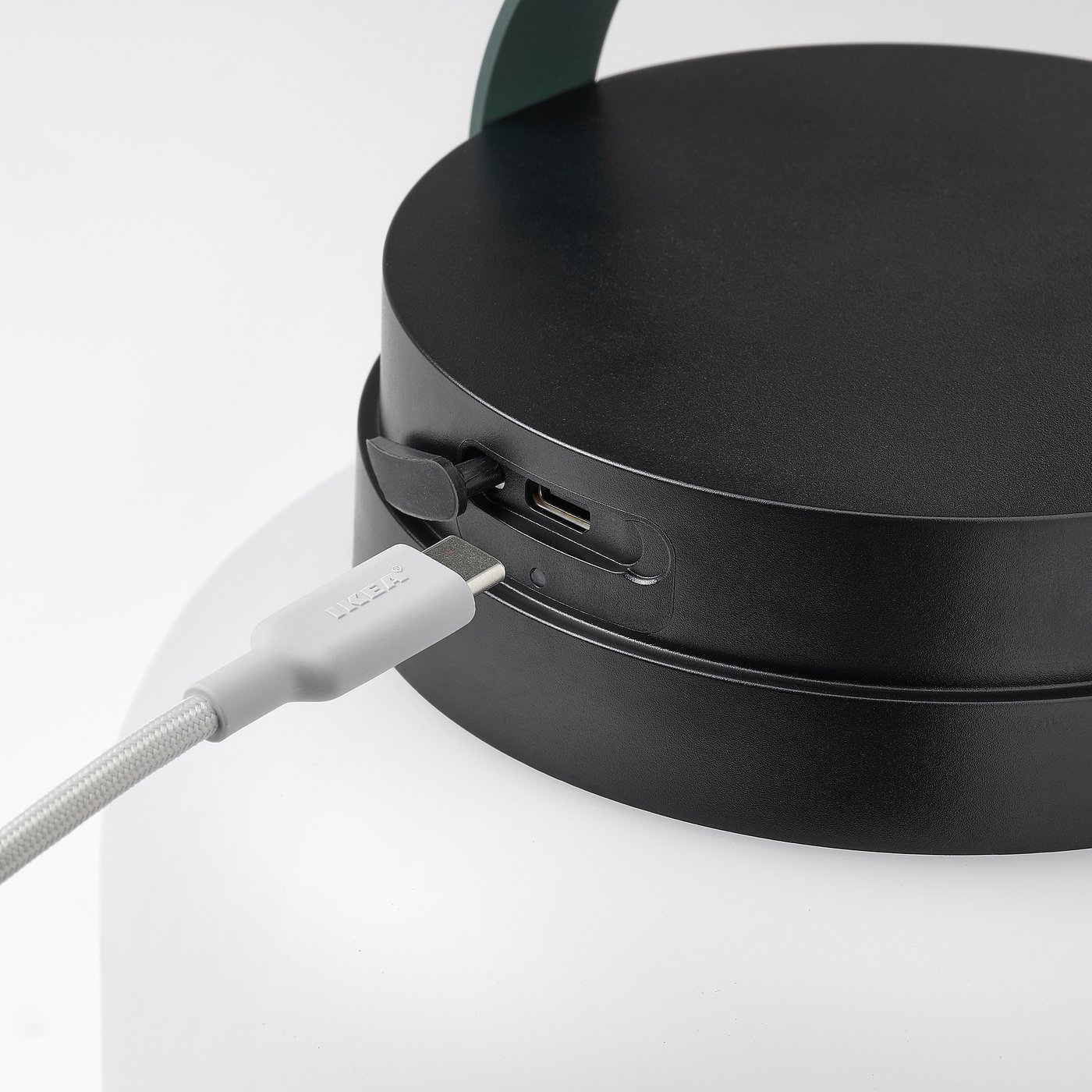 LÄNSPORT Lámpara LED portátil, a pilas blanco/gris oscuro 22 cm