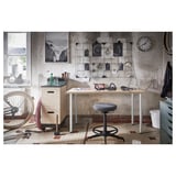 LAGKAPTEN / ADILS Escritorio, Efecto roble tinte blanco/blanco, 140x60 cm