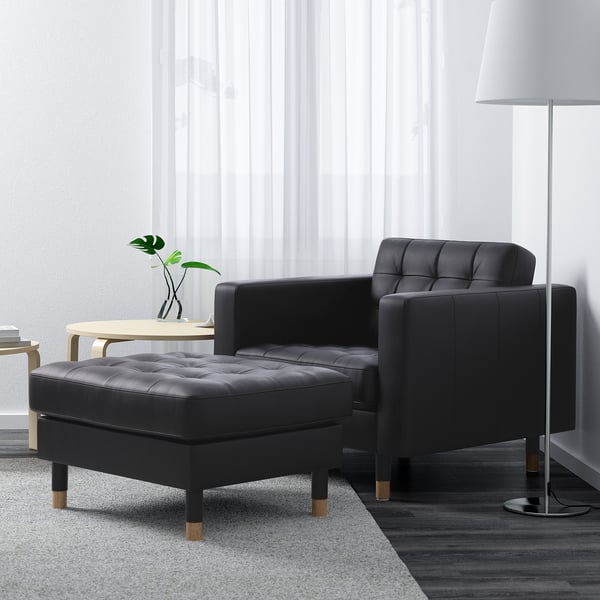 LANDSKRONA Poltrona, Grann/Bomstad negro con madera