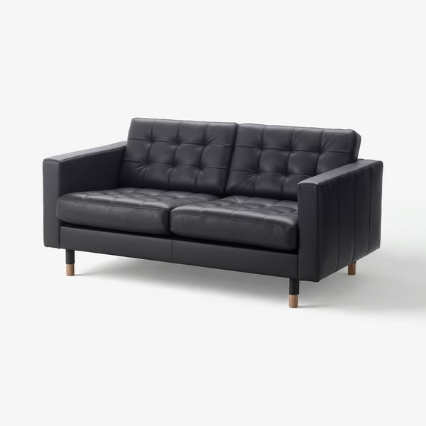 LANDSKRONA Sofá 2 puestos, Grann/Bomstad negro con madera