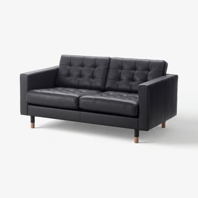 LANDSKRONA Sofá 2 puestos, Grann/Bomstad negro con madera