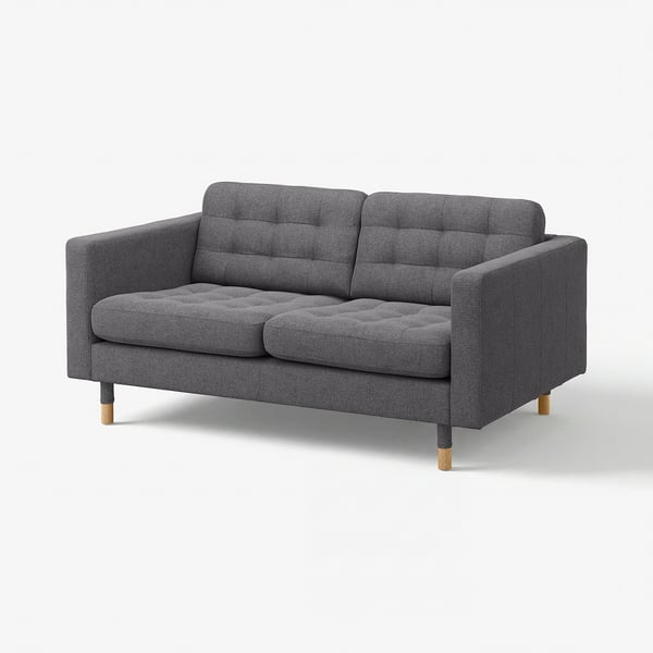 LANDSKRONA Sofá 2 puestos, Gunnared gris oscuro con madera