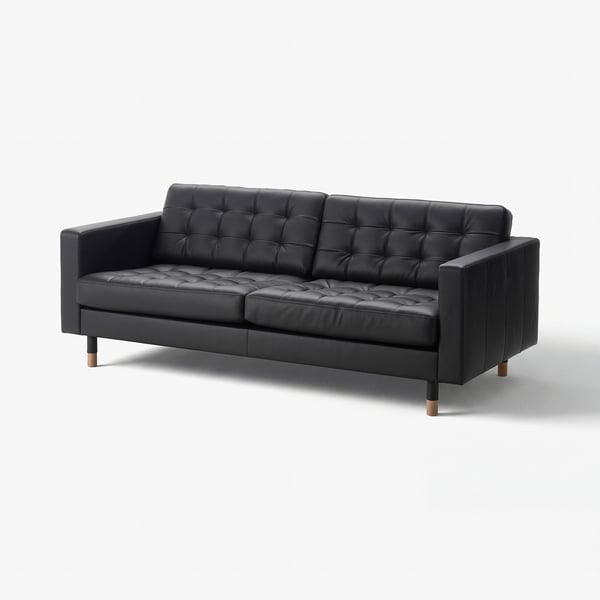 LANDSKRONA Sofá 3 puestos, Grann/Bomstad negro con madera