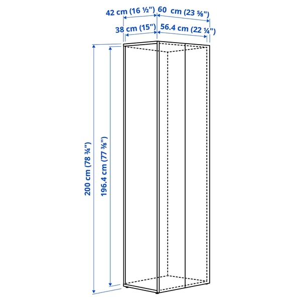 LASTARE Estructura con puertas, blanco, 60x42x200 cm