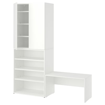 LASTARE Mueble, blanco/con banco, 170x42x201 cm