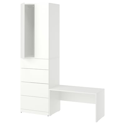LASTARE Mueble, blanco/con banco, 150x42x201 cm