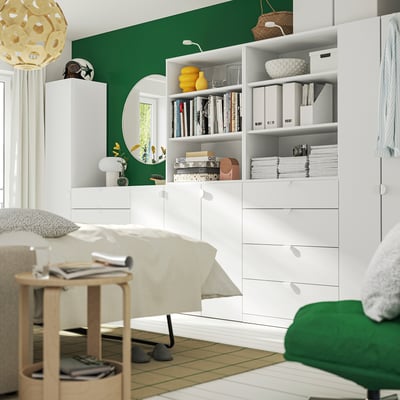 LASTARE Mueble, blanco, 380x42x201 cm