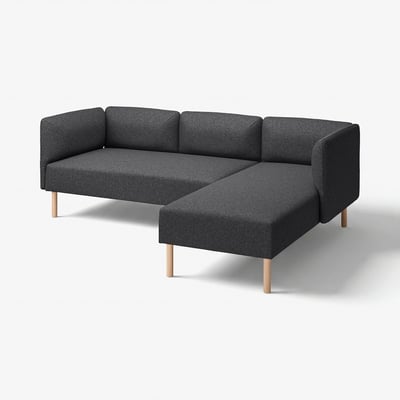 LILLEHEM Sofá modular 3p con chaise longue, Gunnared/gris oscuro Madera