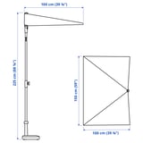 LILLEÖ Parasol, gris, 150x100 cm