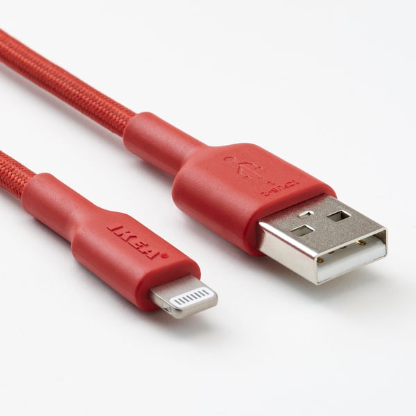 LILLHULT Cable USB-A a Lightning®, rojo, 1.5 m
