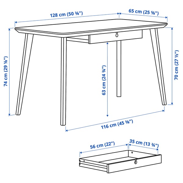 LISABO / STIGBYGEL Escritorio y silla, Chapa fresno beige/blanco