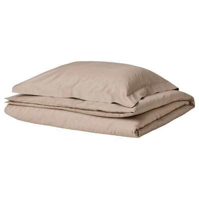 LUKTJASMIN Funda de plumón y funda almohada, beige grisáceo, 150x200/50x60 cm
