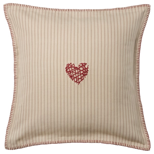 MÄVINN Funda de cojín, beige rojo/corazón, 50x50 cm