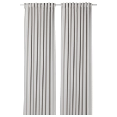MAJGULL Cortinas oscurecedoras, 1 par, gris claro/con cinta de fruncir, 145x250 cm