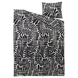 MAJSMOTT Funda de plumón y funda almohada, blanco hueso/negro, 150x200/50x60 cm