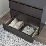 MALM Cómoda de 3 cajones, negro con café, 80x78 cm
