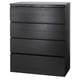 Opción: MALM Cómoda de 4 cajones, negro con café, 80x100 cm