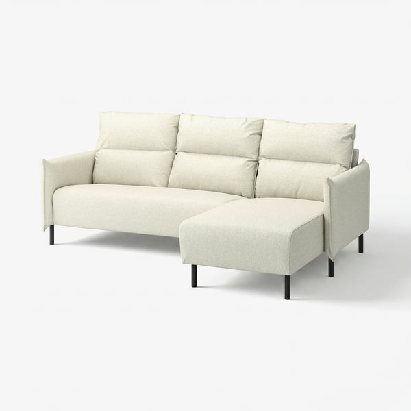MANNARP Sofá 3 puestos con chaiselongue, Gunnared beige