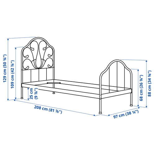 MELLGRUND Estructura de cama, blanco hueso/Luröy, 90x200 cm