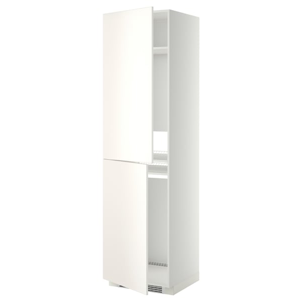 METOD Armario alto nevera congelador, blanco/Veddinge blanco, 60x60x220 cm