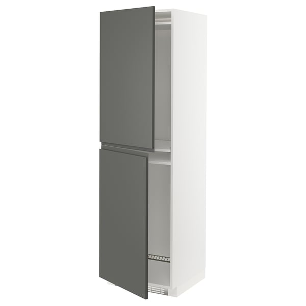 METOD Armario alto nevera congelador, blanco/Voxtorp gris oscuro, 60x60x200 cm