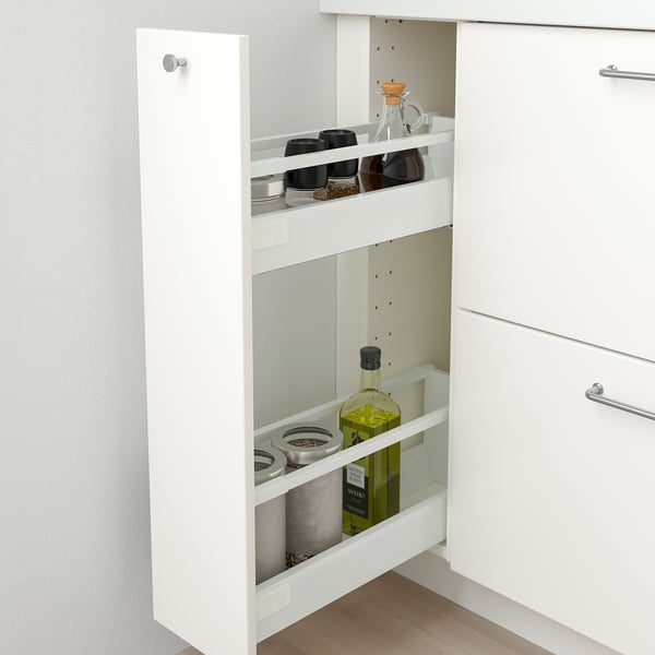 METOD Armario bajo cocina extraíble, blanco/Veddinge blanco, 20x60 cm