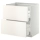 METOD / MAXIMERA Armario bajo cocina 2 cajones, blanco/Veddinge blanco, 80x60 cm